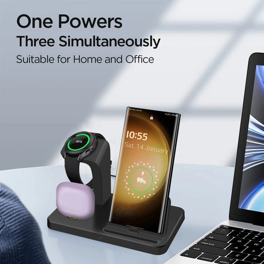 Galaxy PowerWave: 3-in-1 Fast Wireless Charging Station for Samsung